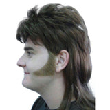 Sideburns 70's Curved Human Hair in brown.
