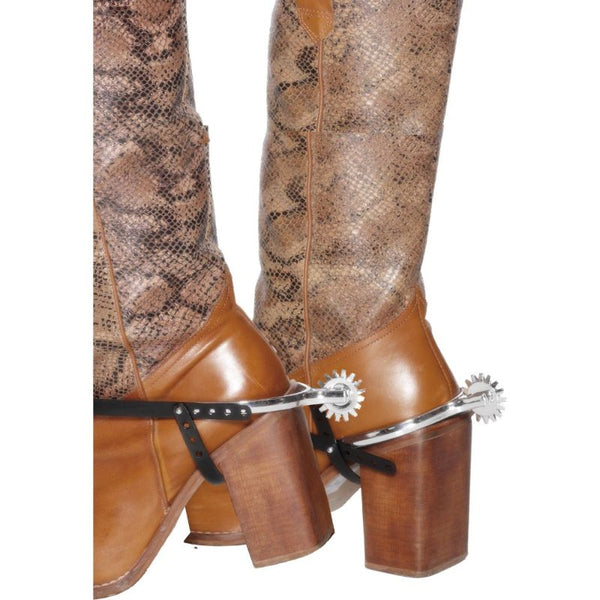 Silver cowboy spurs western costume accessory