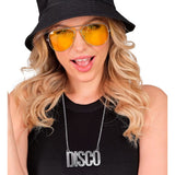 Silver disco necklace perfect for 1970s parties