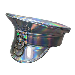 Silver Festival Cap w/Silver Rings, shiny metallic silver.
