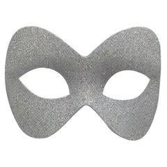 Silver Glitter Eye Mask, silver mask with lurex thread.