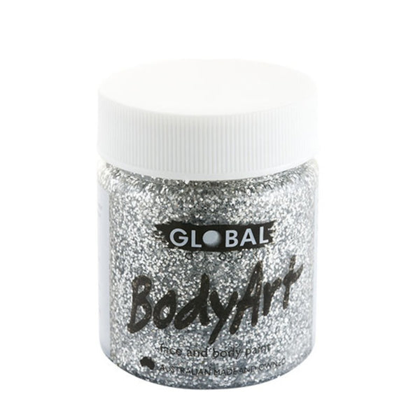 Silver Glitter Face and Body Paint 45ml, water based.
