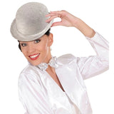 Adult silver bowler hat with sparkle finish for fancy dress