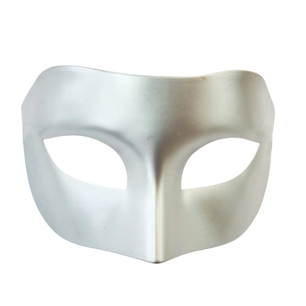 Silver Masquerade Mask, male plain silver mask, classic design.