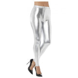 Silver metallic disco leggings for 80s costumes