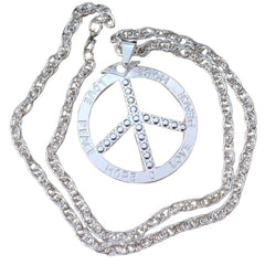 silver peace sign necklace hippie accessory