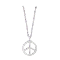 silver peace sign necklace hippie accessory