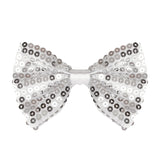Silver Sequin Bow Tie Deluxe costume accessory with adjustable neck strap