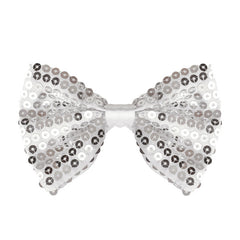 Silver Sequin Bow Tie Deluxe costume accessory with adjustable neck strap