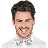 Silver sequin bow tie for stage performances and themed costumes