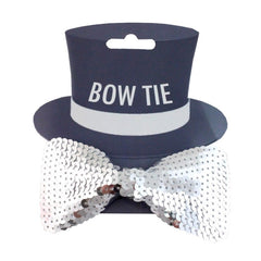 Silver Sequin Bow Tie