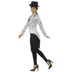Silver Sequin Tailcoat Jacket - Ladies made from sequin fabric with long tails.