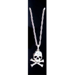 Silver skull and crossbones necklace costume accessory