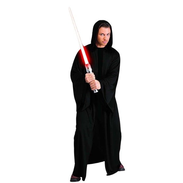 Adult wearing an official Star Wars Sith Hooded Robe with full-length black cloak and hood