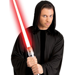 Adult wearing an official Star Wars Sith Hooded Robe with full-length black cloak and hood