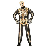 Rear view of skeleton fast costume with full body bone print