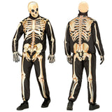Adult skeleton fast costume with printed bones and skull mask