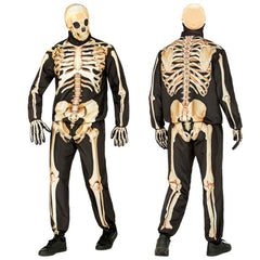 Adult skeleton fast costume with printed bones and skull mask