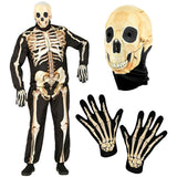 Skeleton costume set including skull mask and bone print gloves