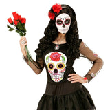 Skull Cameo Necklace Worn with Day of the Dead Costume