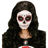 Skull Cameo Necklace with Black Rose Worn by Adult Woman