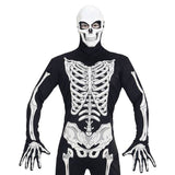 Skull mask worn with skeleton costume