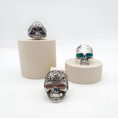 Skull mood ring colour changing adjustable costume accessory