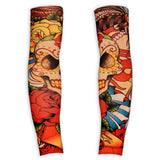 Skull and roses tattoo sleeves costume accessory for biker and gothic costumes