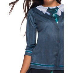 slytherin costume top girls, printed top to look like cardigan, shirt and tie.