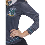 slytherin ladies top long sleeve grey with green and grey accents.
