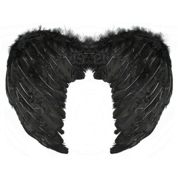 Small Black Feather Wings – 45 x 34 cm costume wings for Halloween, angels, or fairies.