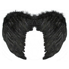 Small Black Feather Wings – 45 x 34 cm costume wings for Halloween, angels, or fairies.