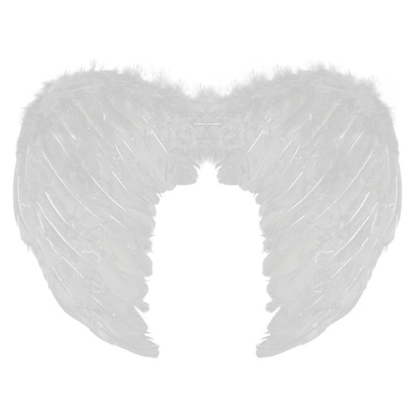 Small White Feather Wings – 45 x 34 cm angel or Cupid wings with elastic straps.