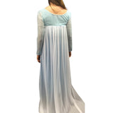 Snow Queen costume hire showing train attached to back of dress