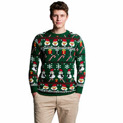 Adult Snowman Christmas jumper with festive Fair Isle knit design worn by model
