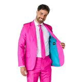 Detail of solid pink suit costume fabric