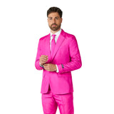 Solid pink suit costume for men front view