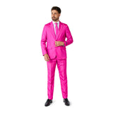 Solid pink suit costume worn as men’s fancy dress
