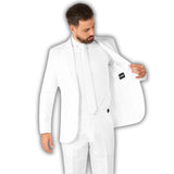 Detail of solid white suit costume fabric