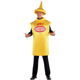 spicy mustard bottle costume in yellow with tunic and hat.
