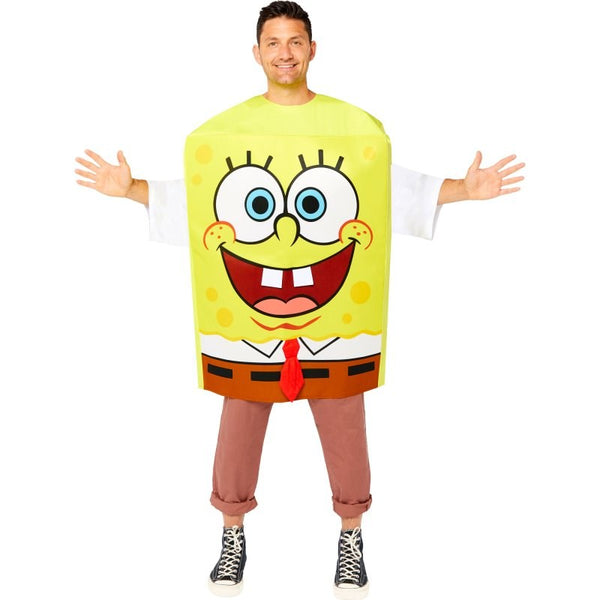 SpongeBob Square Pants Adult Costume, tunic with printed face .