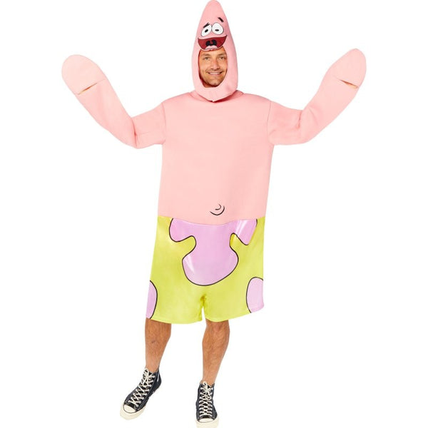 SpongeBob Patrick Adult Costume, jumpsuit with hood.
