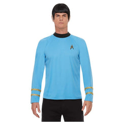 Star Trek Original Series Science Officer blue shirt with insignia and gold braid trim – Spock cosplay costume