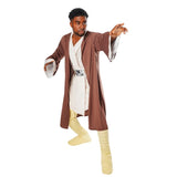 Adult dressed in a Star Wars Jedi Robe striking a classic Jedi character pose