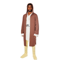 Adult wearing an official Star Wars Jedi Robe with hood and tie front closure