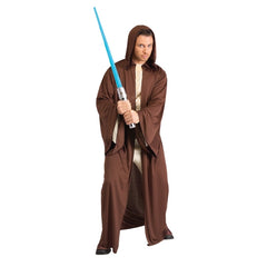 Adult wearing an official Star Wars Jedi Robe with hood and tie front closure