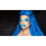 Starry eyed brilliant blue contact lenses with a fashion show look.