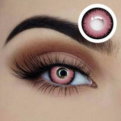 Starry Eyed Yearly Contact Lenses - Fairy Glades, pink with black outer edge.