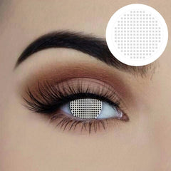Starry Eyed Yearly Contact Lenses - White Mesh, covers the pupil.
