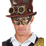 Man wearing steampunk costume eyemask with industrial cog detailing